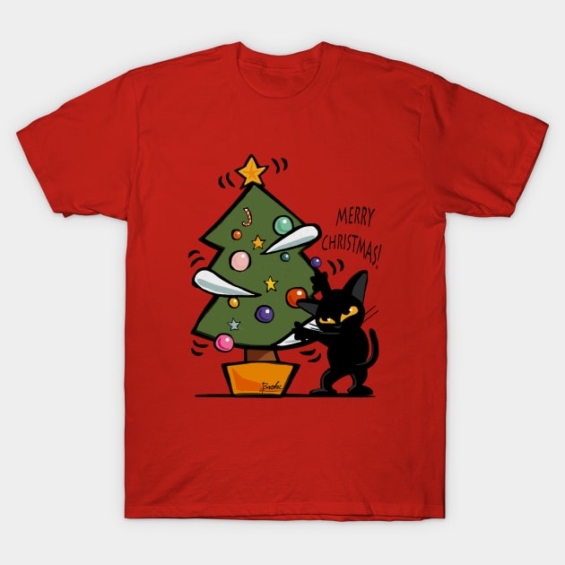 Cat Christmas T-Shirt by BATKEI